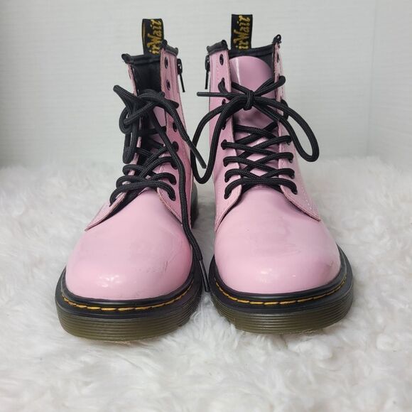 Dr. Martens Air Wair Kids Combat Boots Size 3 Pink Patent Boots Bouncing Soles - Picture 2 of 9